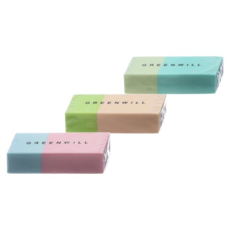 Set of eraser rectangular, 3 pieces, mix