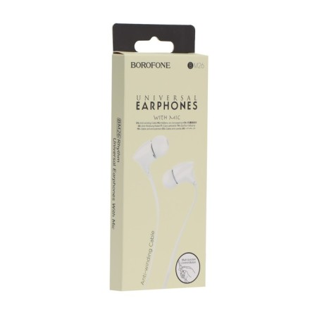 Headphones Borofone BM26 Rhythm, vacuum, microphone, jack 3.5 mm, cable 1.2 m, white-5