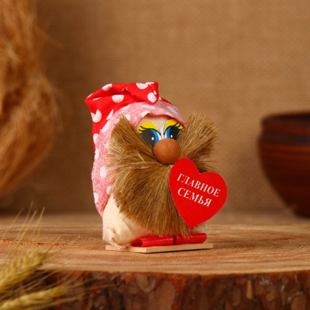 Amulet "Domovynok Main Family", in a cap, 9 cm, linen, mix-2