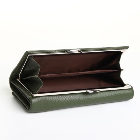 Women's wallet on magnet, green color-3