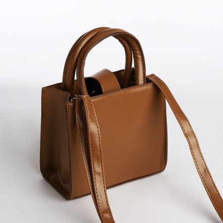 Bag Women's Tout with zipper, brown color-1