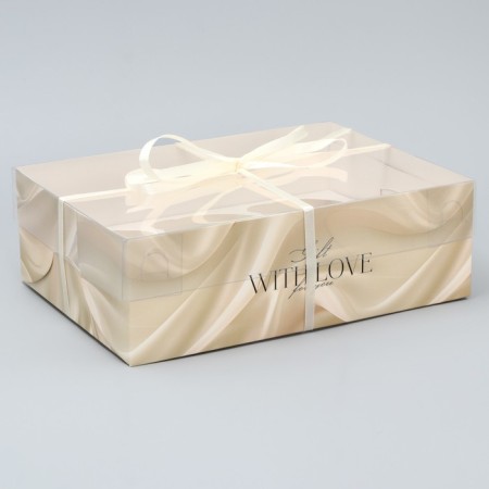 Capcake box, confectionery packaging, 6 cells “Gift with Love”, 23 x 16 x 7.5 cm