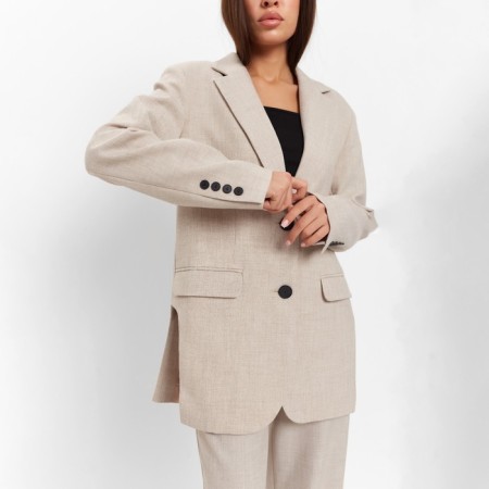 Women's jacket with side cuts MIST Size 44-46, beige color-3