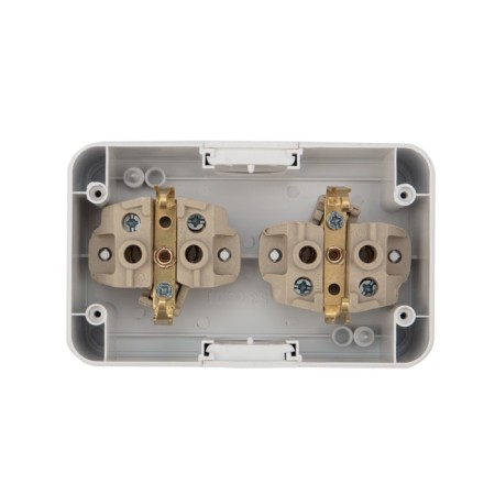 Horizontal block 2 sockets (ceramics) mini ip54 with grounding, o/y, white kranz-4
