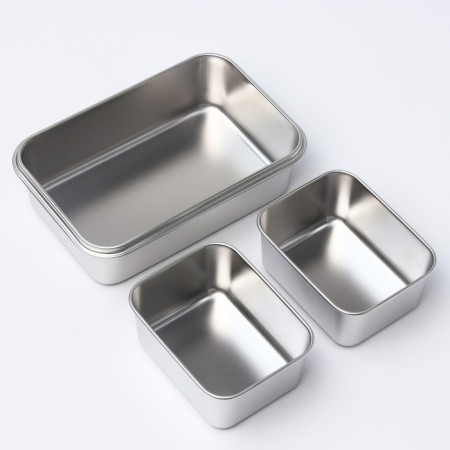 Stainless steel container 2 sections, 23 × 15.5 × 7, with a lid-3