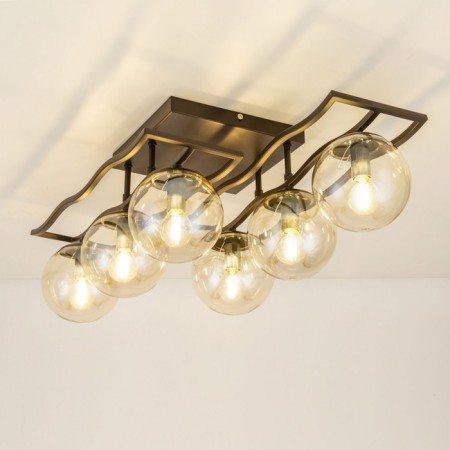 Ceiling chandelier Citilux "Breeze" CL106265, 67.5x33x23 cm, 6x60W, E14, brown color-3