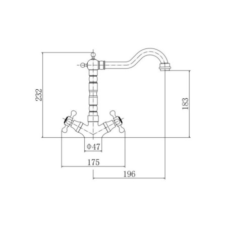 Fashun A4408-4 kitchen mixer, two-wound, brass, bronze color-1