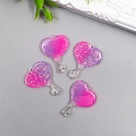 Decor for creativity Plastic "Heart Key Pink-lilac" 2.7x2.4 cm-1