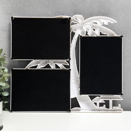 Photo frame in 3 photos 10x15 cm "Palma with cockers" white 28x33 cm-2