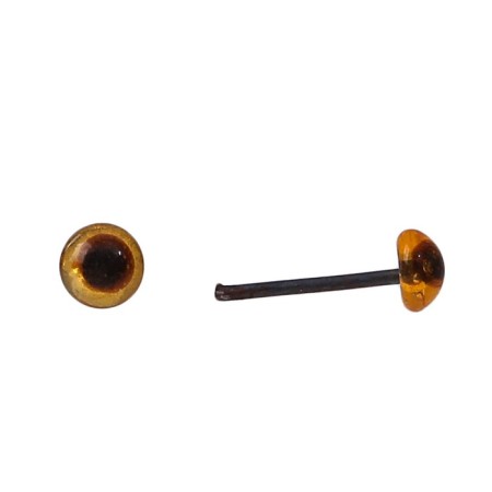 Glass eyes on a metal leg, set 74 pcs, d = 0.4 cm, brown color-1