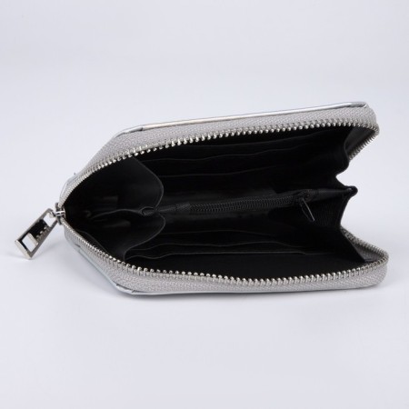 Wallet with a holographic effect, silver color-3