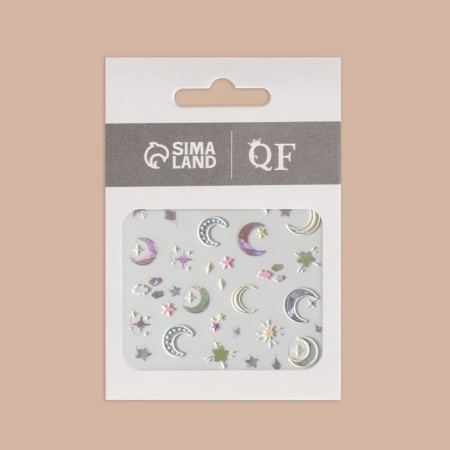Nail stickers "Moon and stars", voluminous, multi -colored/holographic-4