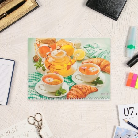 Quarterly calendar, Trio "Morning with Croissants" 2025, 73 x 29 cm-1