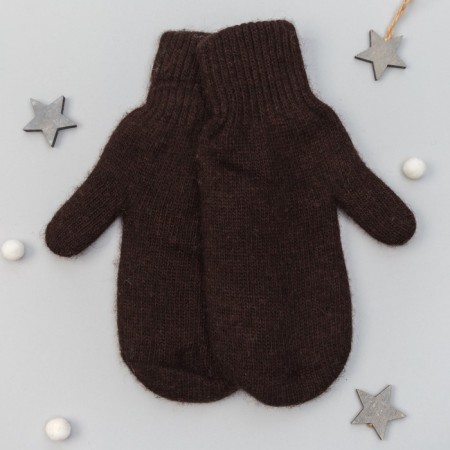 Women's mittens from Mongolian wool, chocolate color, size 17-19 (6.5-7.5)