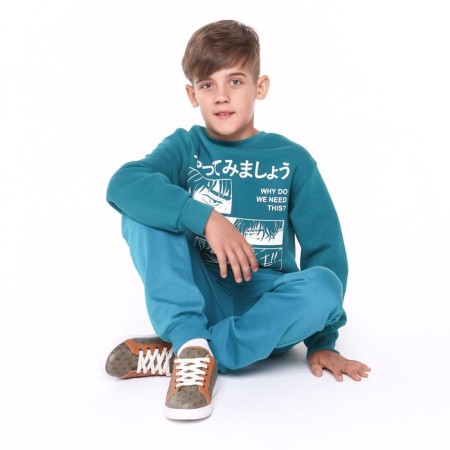 Sweatshirt for a boy, emerald color, height 104 cm-1