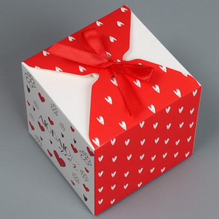 Gift folding box, packaging, “I love you”, 12 x 12 x 12 cm-3