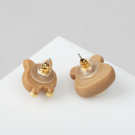 Earrings plastic "Bear" tail-hearth, colored in silver-3