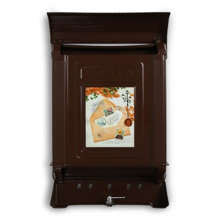 Mailbox, plastic, “decor”, with a lock, brown-2