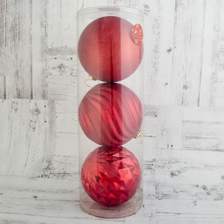 Set of balls plastic D-15 cm, 3 pcs "Assorted" red-1