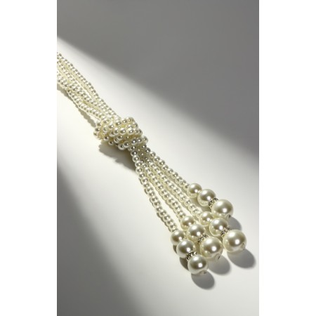 Beads 2 threads "Winter" Knot, Milk color, l = 80, beads No. 6 - 14-1