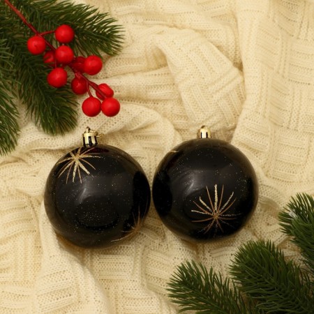 Set of balls plastic D-8 cm, 2 pcs "Bright Star" black