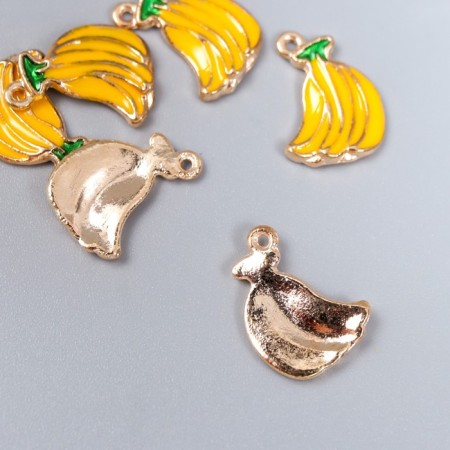 Decor for creativity metal, enamel "Bananas" yellow 1.5x0.9 cm-1