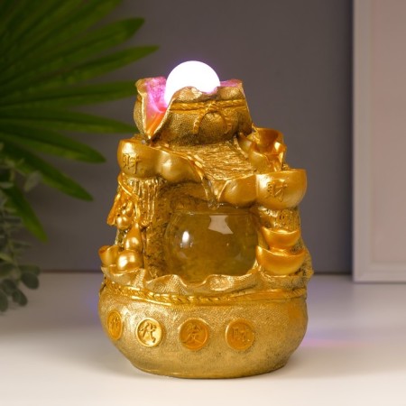 The desktop fountain from the network, the backlight "bag with gold ingots" gold 21x15x12 cm