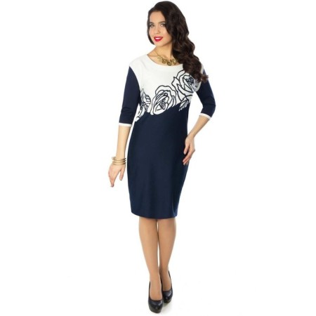 Female dress, size 44, blue, white color-1