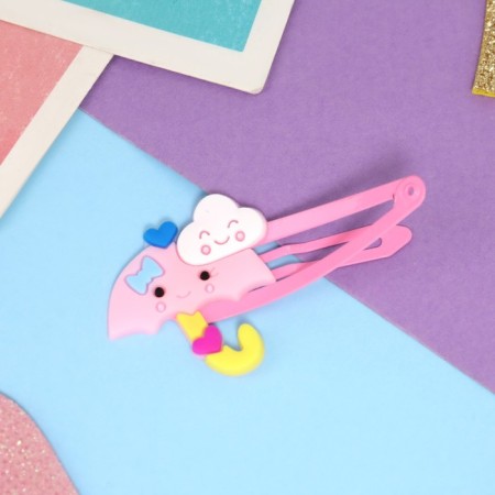 Shirley hair set (2 elastic bands 5 cm, 4 invisibility 5.5 cm) bunny, pink-2