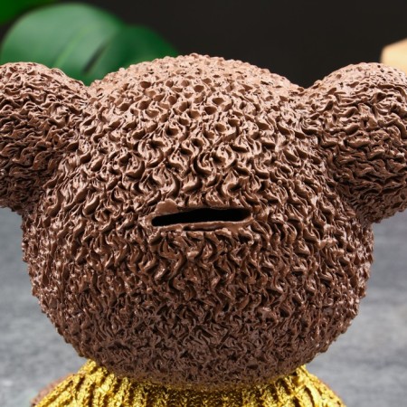 The piggy bank "Bear in a jacket with heart" brown, bronze, 19 cm-4