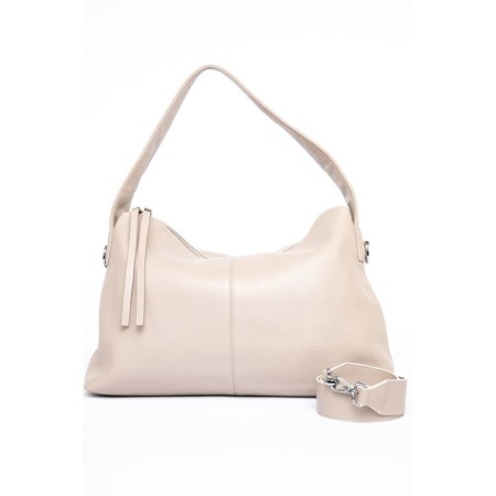 Sobo bag female, genuine leather, ludor light beige, 40x13x25cm