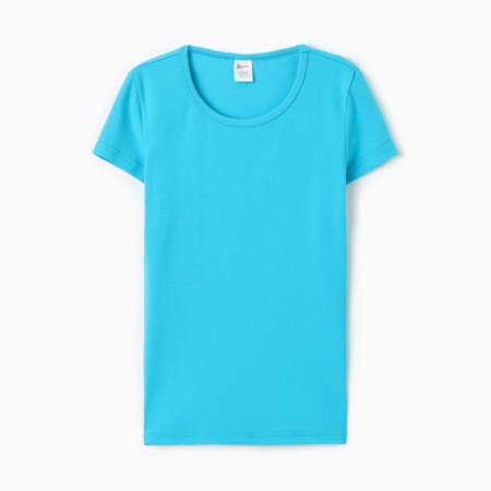 T-shirt female o-shaped neckline, blue color, size 52