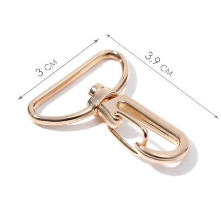 Metal carbine, 39 × 30 mm / 26 × 2 mm, 10 pcs, gold color-1
