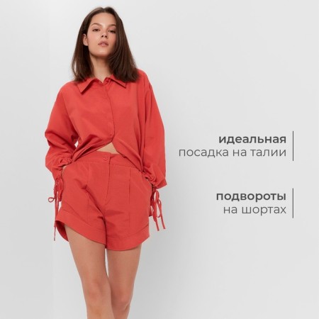 Women's costume (blouse, shorts) minku: casual collection color red, size 46-19