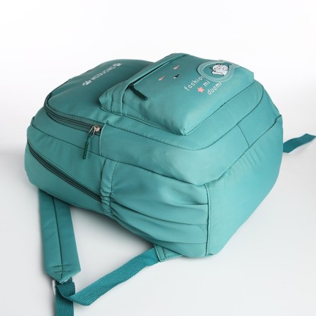 School backpack from textiles 2 of the lightning department, 3 pockets, green color-4