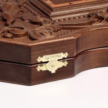 Board games 3 in 1 "Rezans": backgammon, chess, checkers, from an array of beech, patina, 56 x 58 cm-5
