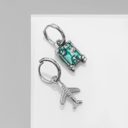 Emall Emall "keychain" plane and suitcase, blue color in silver