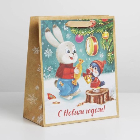 Craft vertical package “Happy New Year!”, Ml 23 x 27 x 8 cm, New Year-1