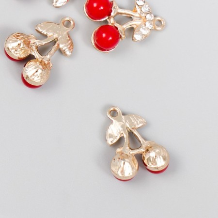 Decor for creativity metal, rhinestones "cherries" gold 1.9x1.4 cm