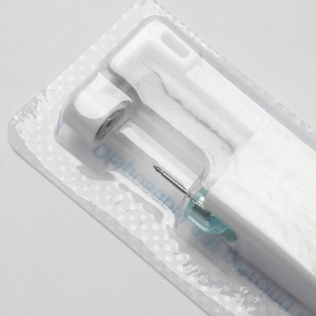 Disposable gun for piercing, earring in the “mini” kit, 4 mm, white color in silver-1