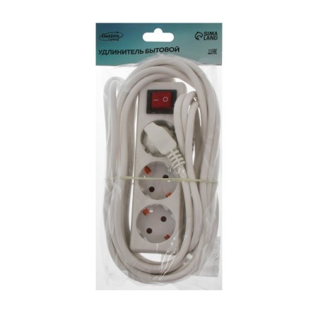 Extension cord Luazon Lighting, 3 sockets, 7 m, 10 A, 2200 W, 3x0.75 mm2, s/k, with excavation, b-3