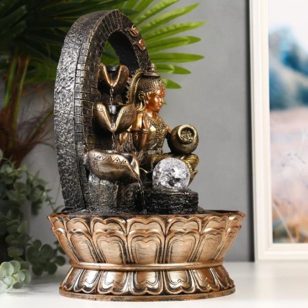 The desktop fountain from the network, Lakshmi backlight in the arch with waterfall 40x27x27 cm-2