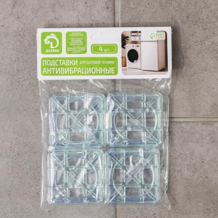 Set of arrangements of anti -vibration "Dolyana", 4 pcs, square, transparent