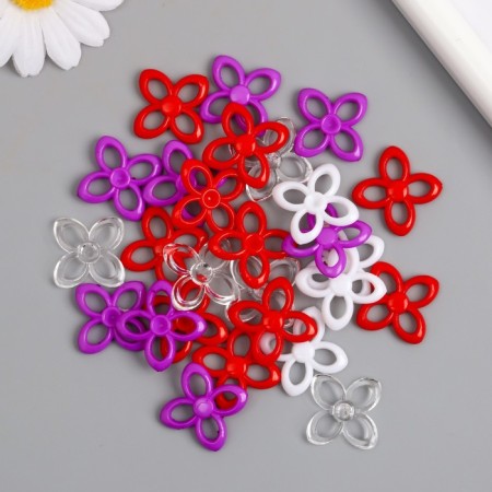 Decor for creativity "Flower. Red, purple, white and transparent" NR 20 g 2.8x2.8x0.4 cm 992805