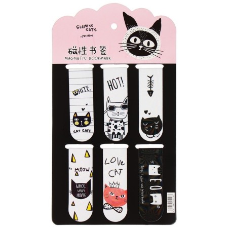 A set of magnetic bookmark for books Calligrata 6 pieces, "cats", mix-1