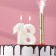 Candle in the cake jubilee "Face + Fountain", number "18", pearl, 6.5 cm