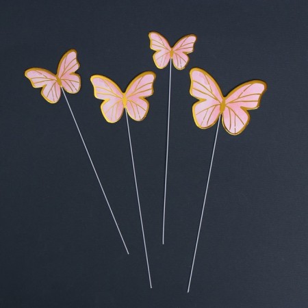 Set for decorating the cake "Butterflies" 10 pcs., Pink color-3