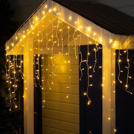 Garland "fringe" 3 × 0.9 m, IP44, UMS, white thread, 232 LED, glow warm white, 220 V