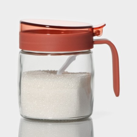Glass sugar tower with a spoonful of the Coral shares, 8 × 11.5 cm-3