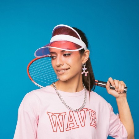 Earrings plastic "Dog" from a balloon, pink color-2